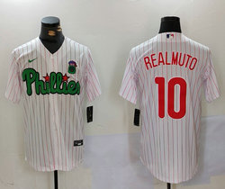 Nike Philadelphia Phillies #10 J.T. Realmuto White (Red Strip) Joint Authentic Stitched MLB Jersey
