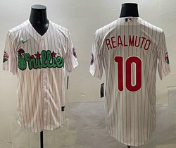Nike Philadelphia Phillies #10 J.T. Realmuto White 3(III) Joint With Patch MLB Jersey
