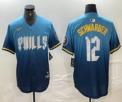 Nike Philadelphia Phillies #12 Kyle Schwarber 2024 City Blue Authentic Stitched MLB Jersey