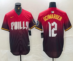 Nike Philadelphia Phillies #12 Kyle Schwarber 2024 Red City Blue Authentic Stitched MLB Jersey