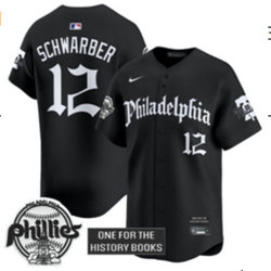 Nike Philadelphia Phillies #12 Kyle Schwarber Black 5(V) Joint MLB Jersey