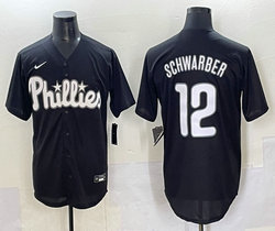 Nike Philadelphia Phillies #12 Kyle Schwarber Black MLB Jersey