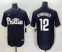 Nike Philadelphia Phillies #12 Kyle Schwarber Black Special Style Authentic Stitched MLB Jersey
