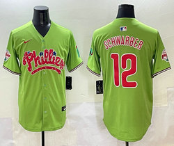 Nike Philadelphia Phillies #12 Kyle Schwarber Green 5(V) Joint With Patch MLB Jersey