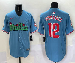 Nike Philadelphia Phillies #12 Kyle Schwarber Light Blue 3(III) Joint With Patch MLB Jersey