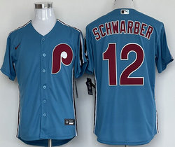 Nike Philadelphia Phillies #12 Kyle Schwarber Light Blue Game Authentic Stitched MLB Jersey