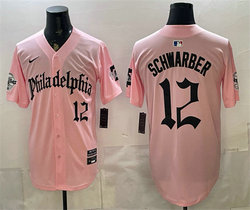 Nike Philadelphia Phillies #12 Kyle Schwarber Pink Gothic Vapor Stitched Jersey