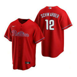 Nike Philadelphia Phillies #12 Kyle Schwarber Red Game Authentic Stitched MLB Jersey