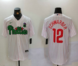 Nike Philadelphia Phillies #12 Kyle Schwarber White (Red Strip) Joint Authentic Stitched MLB Jersey