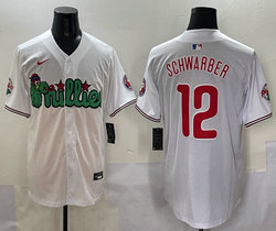 Nike Philadelphia Phillies #12 Kyle Schwarber White 3(III) Joint With Patch MLB Jersey