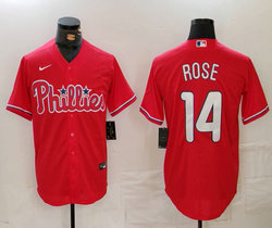Nike Philadelphia Phillies #14 Pete Rose Red Game Authentic Stitched MLB Jersey