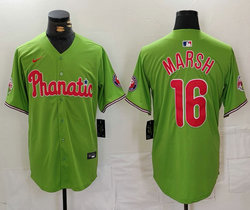 Nike Philadelphia Phillies #16 Brandon Marsh Green With Patch MLB Jersey