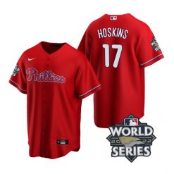 Nike Philadelphia Phillies #17 Rhys Hoskins 2022 World Series Red Game Authentic Stitched MLB Jersey