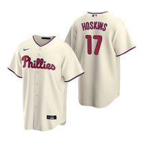 Nike Philadelphia Phillies #17 Rhys Hoskins Cream Game Authentic Stitched MLB Jersey