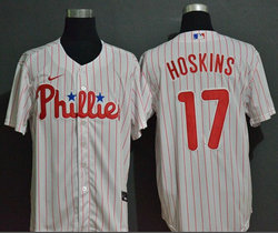 Nike Philadelphia Phillies #17 Rhys Hoskins White (Red Strip) Game Authentic Stitched MLB Jersey