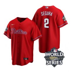 Nike Philadelphia Phillies #2 Jean Segura 2022 World Series Red Game Authentic Stitched MLB Jersey