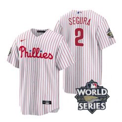 Nike Philadelphia Phillies #2 Jean Segura 2022 World Series White (Red Strip) Game Authentic Stitched MLB Jersey