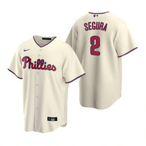 Nike Philadelphia Phillies #2 Jean Segura Cream Game Authentic Stitched MLB Jersey