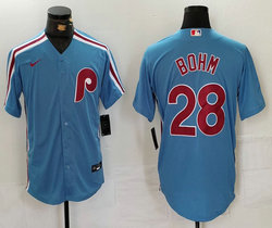 Nike Philadelphia Phillies #28 Alec Bohm Blue Throwback Authentic Stitched MLB Jersey