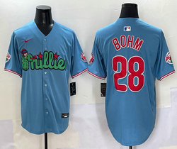 Nike Philadelphia Phillies #28 Alec Bohm Light Blue 3(III) Joint With Patch MLB Jersey