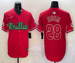 Nike Philadelphia Phillies #28 Alec Bohm Red 3(III) Joint With Patch MLB Jersey
