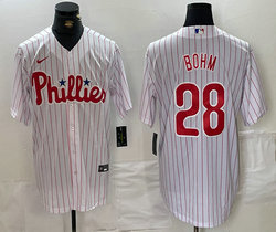 Nike Philadelphia Phillies #28 Alec Bohm White (Red Strip) Game Authentic Stitched MLB Jersey