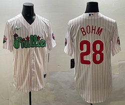 Nike Philadelphia Phillies #28 Alec Bohm White Stripes 3(III) Joint With Patch MLB Jersey