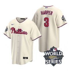 Nike Philadelphia Phillies #3 Bryce Harper 2022 World Series Cray Game Authentic Stitched MLB Jersey