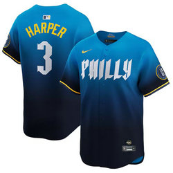 Nike Philadelphia Phillies #3 Bryce Harper 2024 City Blue Authentic Stitched MLB Jersey