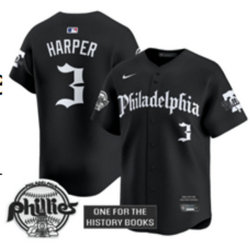 Nike Philadelphia Phillies #3 Bryce Harper Black 5(V) Joint MLB Jersey