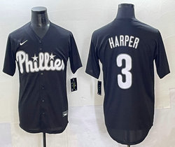 Nike Philadelphia Phillies #3 Bryce Harper Black Fashion NFL Jersey