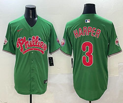 Nike Philadelphia Phillies #3 Bryce Harper Green 4(IV) Joint With Patch MLB Jersey