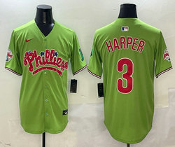 Nike Philadelphia Phillies #3 Bryce Harper Green 5(V) Joint With Patch MLB Jersey