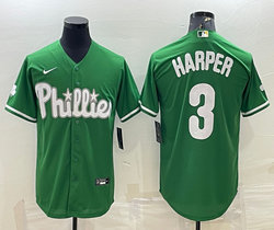 Nike Philadelphia Phillies #3 Bryce Harper Green Game Authentic Stitched MLB Jerseys