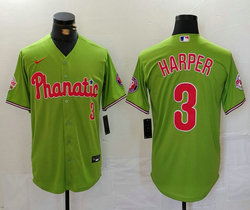 Nike Philadelphia Phillies #3 Bryce Harper Green With Patch MLB Jersey