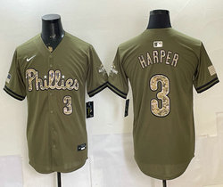 Nike Philadelphia Phillies #3 Bryce Harper Olive 2026 Armed Forces Day MLB Jersey