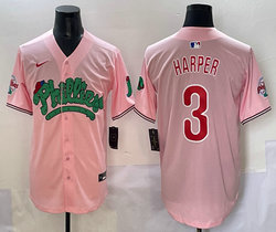 Nike Philadelphia Phillies #3 Bryce Harper Pink 4(IV) Stripes Joint MLB Jersey