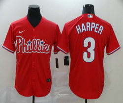 Nike Philadelphia Phillies #3 Bryce Harper Red Game Authentic Stitched MLB Jersey