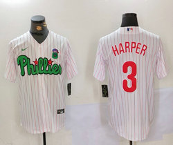 Nike Philadelphia Phillies #3 Bryce Harper White (Red Strip) Joint Authentic Stitched MLB Jersey
