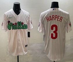 Nike Philadelphia Phillies #3 Bryce Harper White 3(III) Joint With Patch MLB Jersey