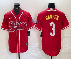 Nike Philadelphia Phillies #3 Bryce Harper red Joint Authentic Stitched NBA Jersey