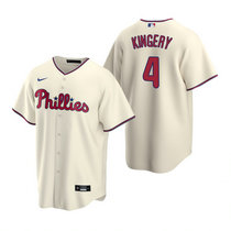 Nike Philadelphia Phillies #4 Scott Kingery Cream Game Authentic Stitched MLB Jersey