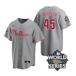 Nike Philadelphia Phillies #45 Zack Wheeler 2022 World Series Gray Game Authentic Stitched MLB Jersey
