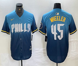 Nike Philadelphia Phillies #45 Zack Wheeler 2024 City Blue Authentic Stitched NBA Jersey