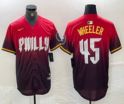 Nike Philadelphia Phillies #45 Zack Wheeler 2024 Red City Blue Authentic Stitched MLB Jersey