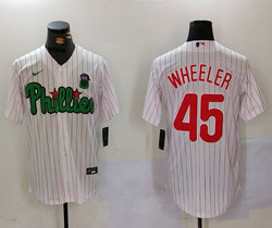 Nike Philadelphia Phillies #45 Zack Wheeler White (Red Strip) Joint Authentic Stitched MLB Jersey