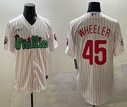 Nike Philadelphia Phillies #45 Zack Wheeler White 3(III) Joint With Patch MLB Jersey