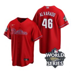Nike Philadelphia Phillies #46 Jose Alvarado 2022 World Series Red Game Authentic Stitched MLB Jersey