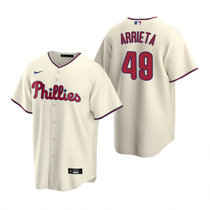 Nike Philadelphia Phillies #49 Jake Arrieta Cream Game Authentic Stitched MLB Jersey