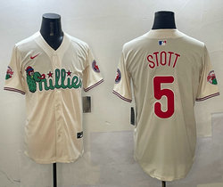 Nike Philadelphia Phillies #5 Bryson Stott Cream 3(III) Joint With Patch MLB Jersey